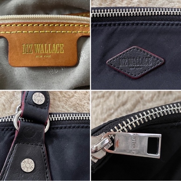 MZ Wallace Chelsea Bedford Nylon And Leather Strap Zip Tote Handbag In Black - Picture 10 of 14